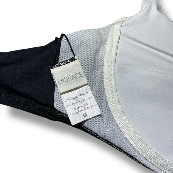 L Space L60010 Candy Bikini Top Black/Cream Women’s Size Large (D) - Picture 3 of 6